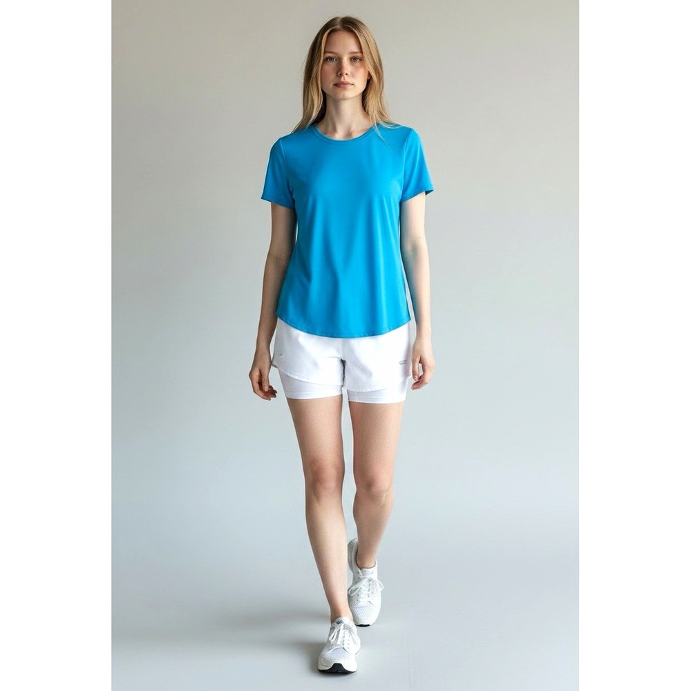 Nike Dri-FIT Womens Blue Crew Neck Short Sleeve Athletic Mesh Tee M